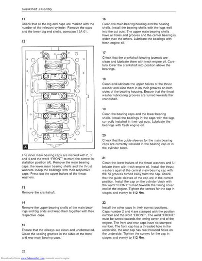 Volvo Penta MD22 TMF22 TAMD22 Engine Service Manual sample page with technical illustrations