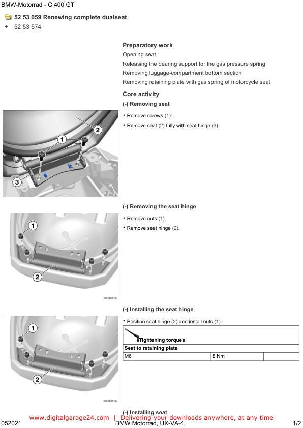 BMW C400 GT K08 Motorcycle Service Manual sample page from the repair manual