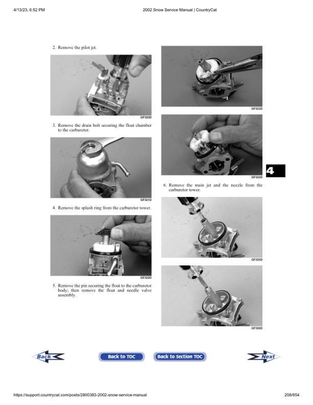 Arctic Cat ZR ZL Mountain Cat Panther Pantera Snowmobile Service sample page showing repair procedures
