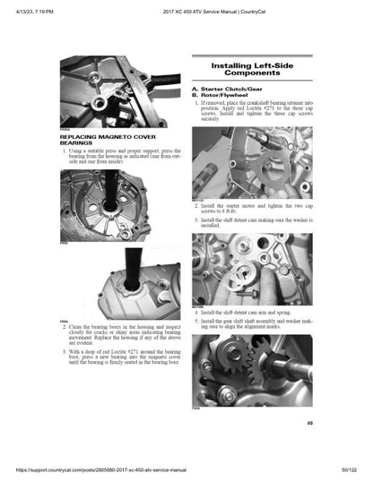 Arctic Cat Alterra XC 450 ATV Service Manual sample page showing repair procedures