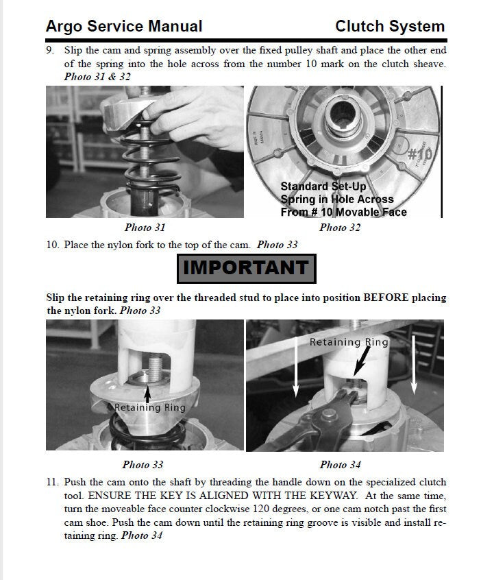 Argo Avenger HDI UTV Service Manual sample page with diagrams and specifications
