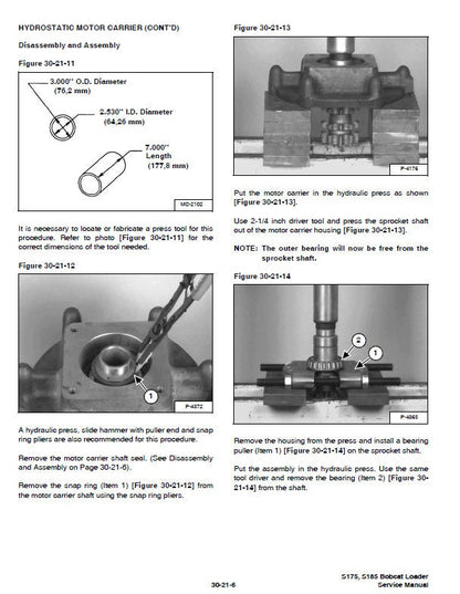 Bobcat S175 S185 Turbo Loader Service Manual sample page showing repair procedures