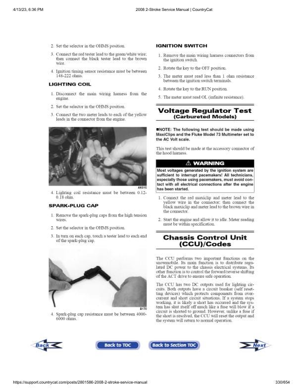 Arctic Cat Bearcat Crossfire Panther F5 F6 F8 Snowmobile Service sample page with technical illustrations