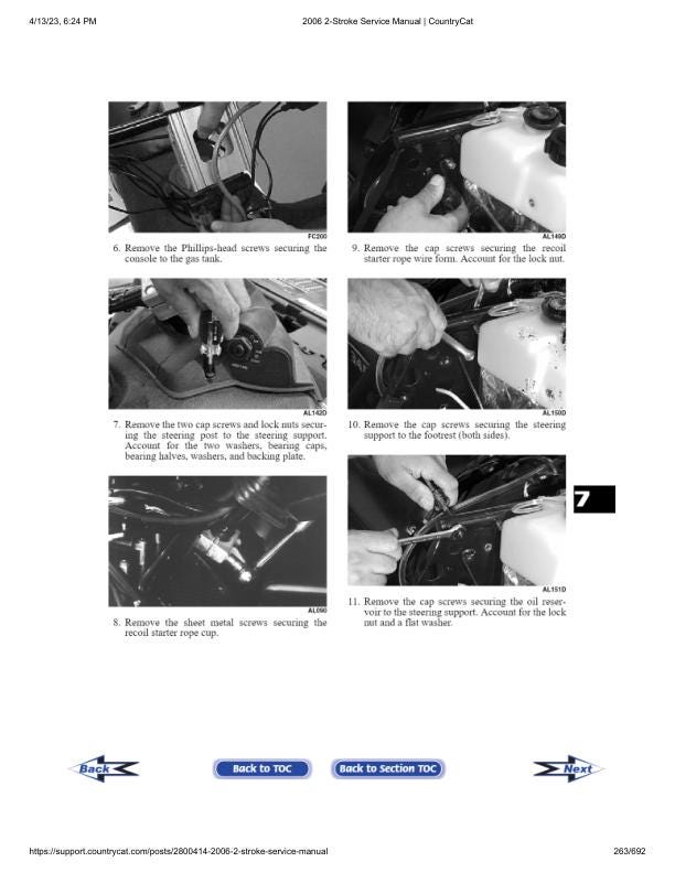 Arctic Cat  Panther Firecat Bearcat Z M Snowmobile Service Manual sample page showing repair procedures