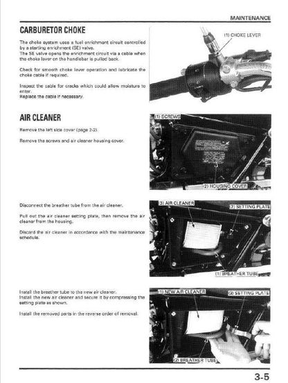 Honda Rebel CMX250 Motorcycle Service Manual sample page from service manual