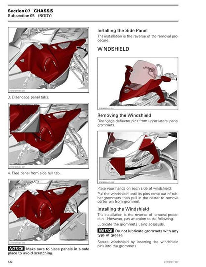 Lynx XTerrain Brutal 850 Snowmobile Service Manual sample page with technical illustrations