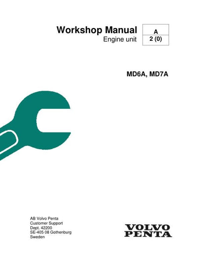 Volvo Penta MD6A MD7A Marine Diesel Engine Service Manual factory service manual title page