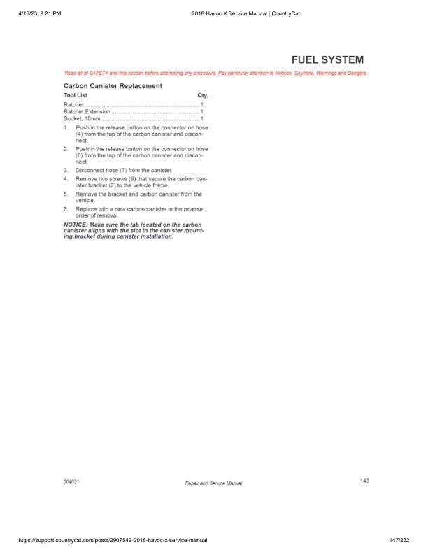 Arctic Cat Havoc X UTV Service Manual sample page from the repair manual