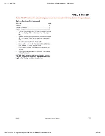 Arctic Cat Havoc X UTV Service Manual sample page from the repair manual