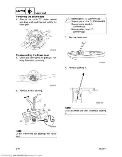 Yamaha F2.5A Outboard Service Manual sample page showing schematics and diagrams