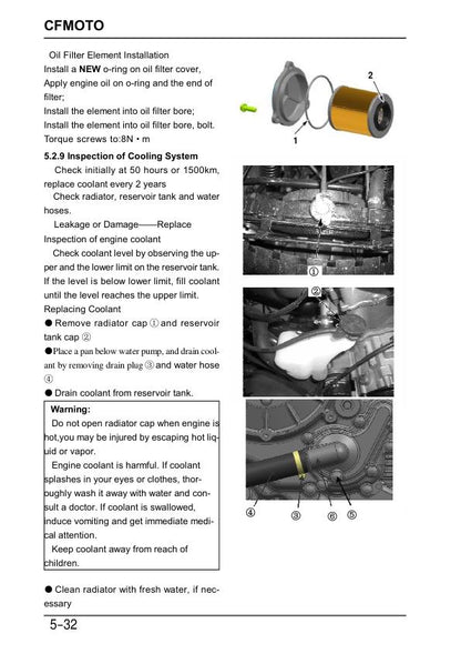 CFMOTO CFORCE 400 Service Repair Manual sample page with technical illustrations