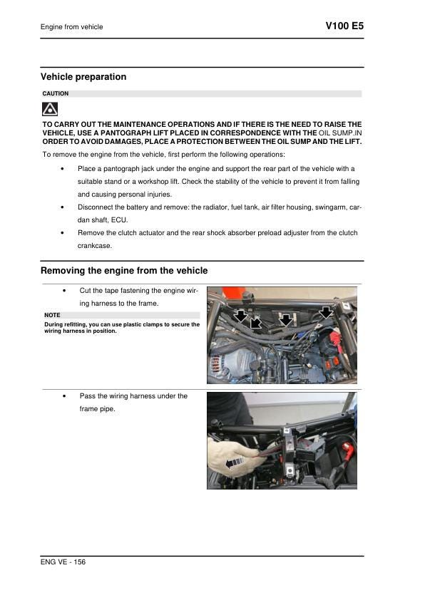 Moto Guzzi V100 Mandello E5 Motorcycle Service Manual sample page with technical illustrations