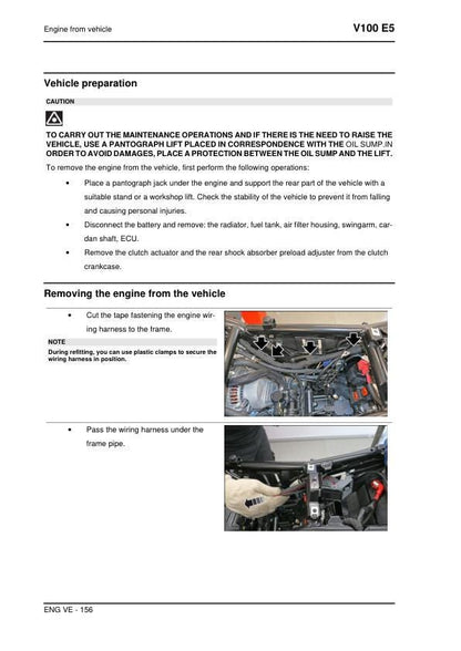 Moto Guzzi V100 Mandello E5 Motorcycle Service Manual sample page with technical illustrations