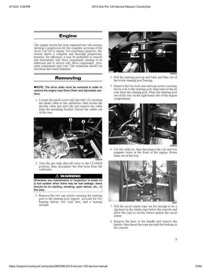 Arctic Cat Sno Pro 120 Snowmobile Service Manual sample page from service manual