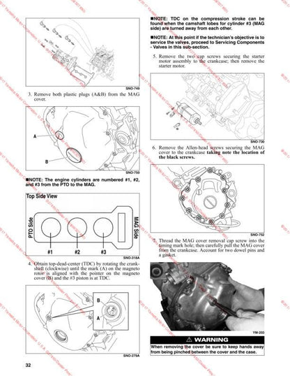 Yamaha Sidewinder Snowmobile Service Manual sample page with diagrams and specifications