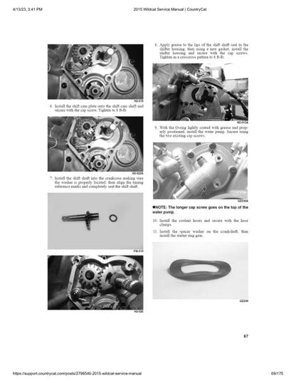Arctic Cat Wildcat UTV Service Manual sample page showing repair procedures
