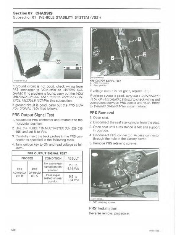 Can Am Spyder RT RTS Service Manual sample page from the repair manual