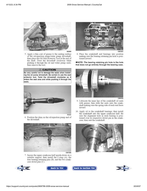 Arctic Cat Crossfire Z1 Bearcat F5 Snowmobile Service Manual sample page showing repair procedures