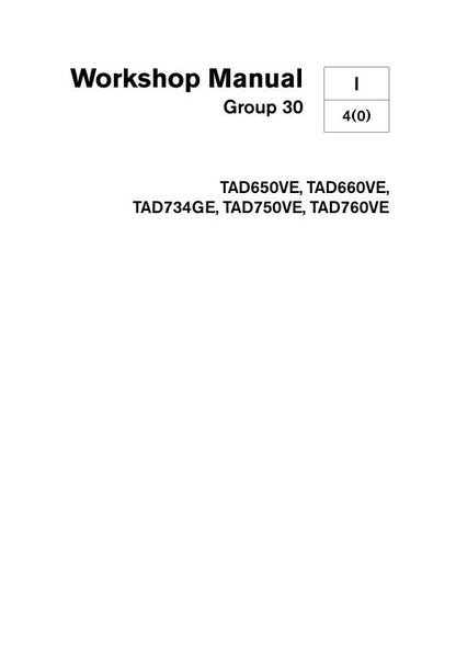 Volvo Penta TAD 650 660 734 750 760 Service Manual factory service manual title page