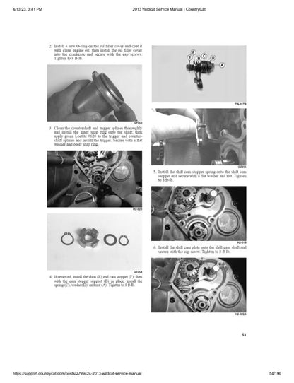 Arctic Cat Wildcat X UTV Service Manual sample page with diagrams and specifications