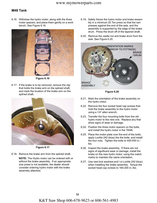 Cub Cadet M48 Tank Zero Turn Mower Service Manual sample page with technical illustrations