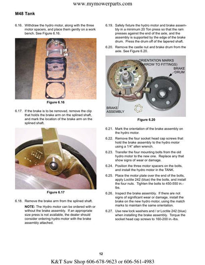 Cub Cadet M48 Tank Zero Turn Mower Service Manual sample page with technical illustrations