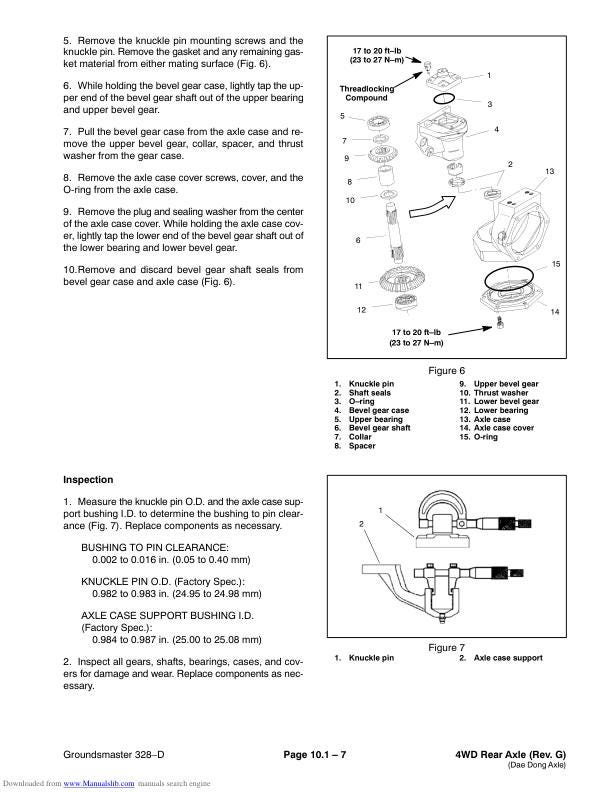 Toro Groundsmaster 322 325 345 Mower Service Manual sample page with service data and tables