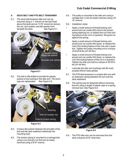 Cub Cadet Z Wing Mower Service Manual sample page with diagrams and specifications