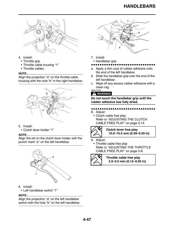 Yamaha YZF-R1 Motorcycle Service Manual sample page showing repair procedures