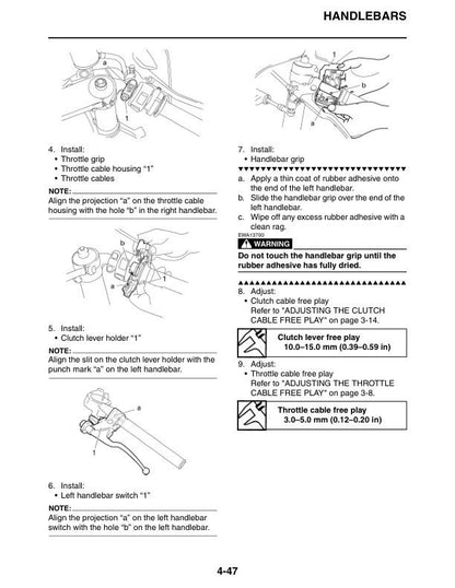 Yamaha YZF-R1 Motorcycle Service Manual sample page showing repair procedures