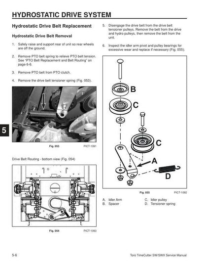 Toro SW SWX 3200 4200 5000 Tractor Service Manual sample page with technical illustrations