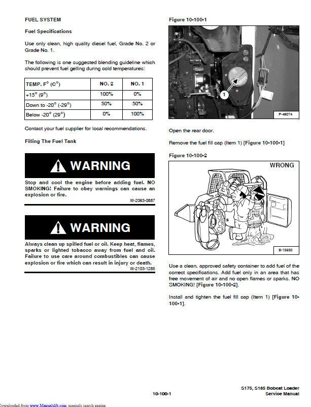 Bobcat S175 S185 Turbo Loader Service Manual sample page from service manual
