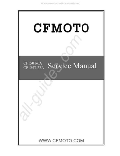 CFMOTO 125 150 Service Repair Manual factory service manual title page