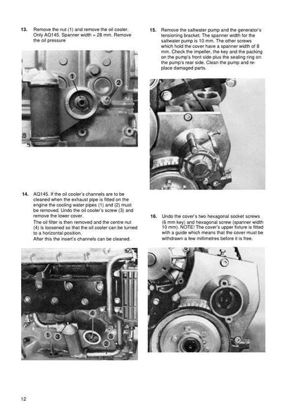 Volvo Penta AQ125 AQ145 A/B Engine Service Manual sample page with diagrams and specifications