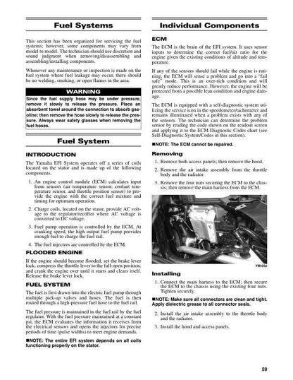 Yamaha SR Viper Snowmobile Service Manual sample page from the repair manual