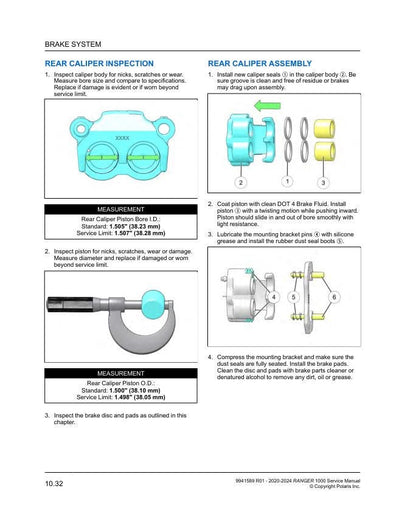 Polaris Ranger 1000 UTV Service Manual sample page with technical illustrations