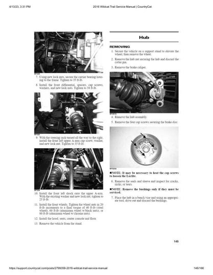 Arctic Cat Wildcat Trail UTV Service Manual sample page from the repair manual