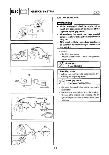 Yamaha 9.9F 15F 9.9T 15T Outboard Service Manual sample page showing schematics and diagrams