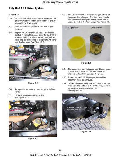 Cub Cadet Big Country 4x2 6x2 Utility Vehicle Service Manual sample page with diagrams and specifications