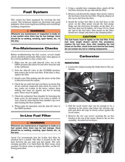 Arctic Cat ZR 200 Snowmobile Service Manual sample page with technical illustrations