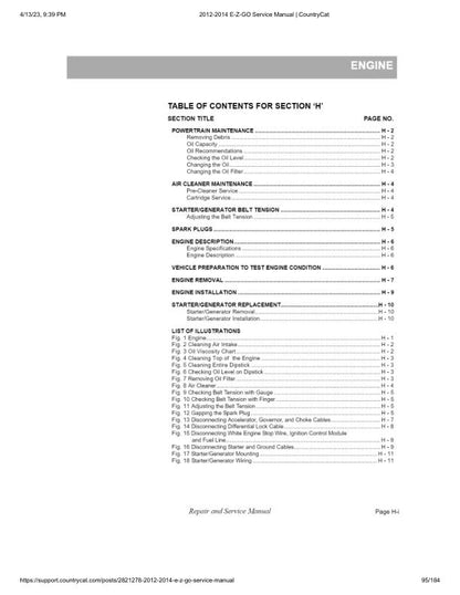EZGO Terrain 1500 Gas Golf Cart Service Manual sample page showing schematics and diagrams