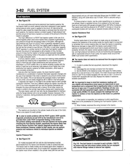 Johnson Evinrude 65 - 300 HP Outboard Service Manual sample page with technical illustrations
