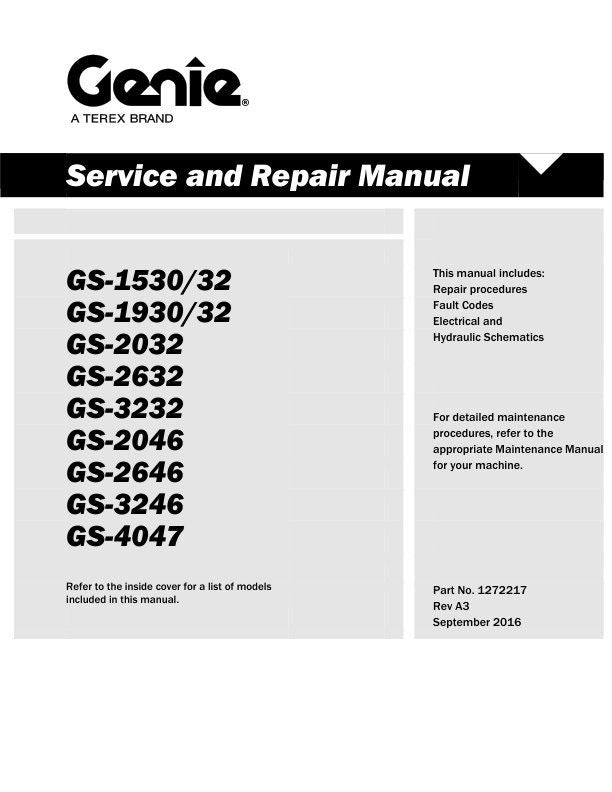 Genie  GS 1530-4047 Scissor Lift Service Manual factory service manual title page