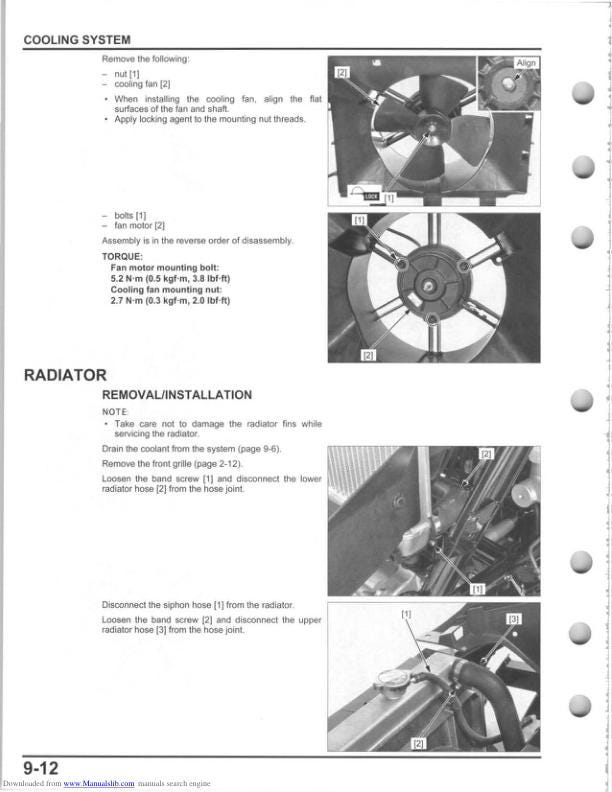 Honda Pioneer SXS700 M2 M4 UTV Service Manual sample page showing repair procedures