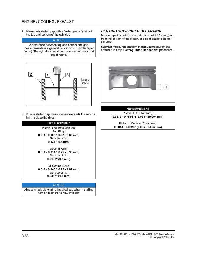 Polaris Ranger 1000 UTV Service Manual sample page showing repair procedures
