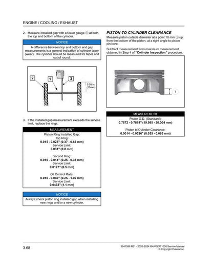 Polaris Ranger 1000 UTV Service Manual sample page showing repair procedures