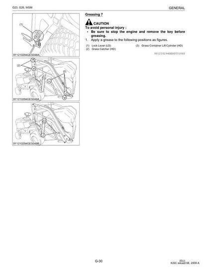 Kubota G 23 26 Mower Service Manual sample page from service manual