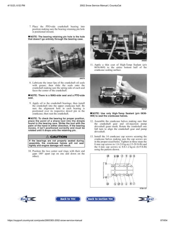Arctic Cat ZR ZL Mountain Cat Panther Pantera Snowmobile Service sample page from service manual