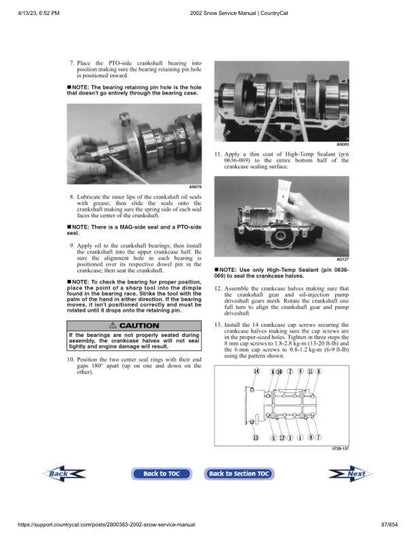 Arctic Cat ZR ZL Mountain Cat Panther Pantera Snowmobile Service sample page from service manual