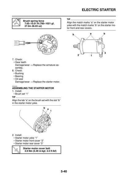 Yamaha Viking YX70 YXM700 UTV Service Manual sample page with service data and tables